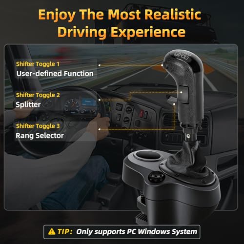 Besilo USB Truck Simulator Shifter for PC, Compatible with Logitech G25/G27/G29/G923, Thrustmaster TH8A – 18-Speed Gear Shift Lever for ATS & ETS2 – Semi Truck Shifter for Sim Racing Games