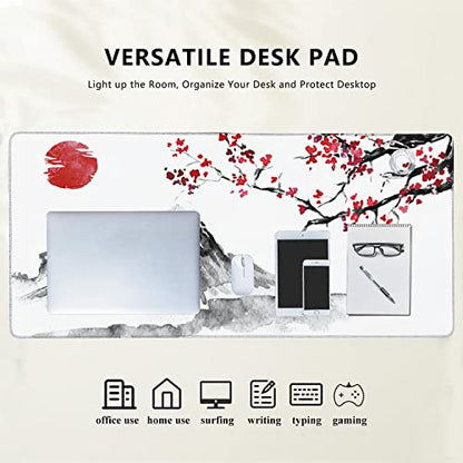 Japan Traditional Sumi-e Painting Extended Gaming Mouse Pad Large Desk Mat with Non-Slip Rubber Base and Stitched Edges,Keyboard Mouse Mat Desk Pad for Work,Game,Office,Home 35.4 * 15.7 Inch - color: Japan Traditional Sumi-e Painting
