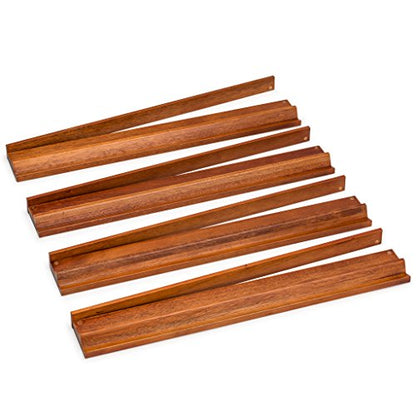 Yellow Mountain Imports Classic Chestnut Color Wooden Mahjong Game Racks with Pushers, 18 Inches - Set of 4 (Includes Magnetically Attached Mahjong Pushers) - color: Brown