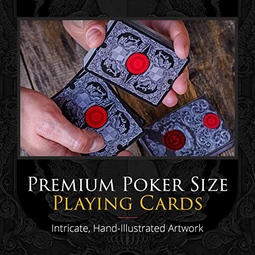 Medieval Playing Cards with Unique Seal and Free Card Game eBook, Stand Out with Cool Poker Cards, Black Deck of Playing Cards, Unique Illustrated Designs for Kids & Adults, Playing Card Decks - color: Stone