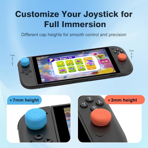 8 Pack Thumb Grips Compatible with Nintendo Switch 2 (2025), WEOTOO Thumb Grip Caps for Switch 2, Enhanced Gaming Grip Set, Joycon Grip Button Stick Cover, Improve Control and Guard Joystick Wear - color: Blue, Orange and Black
