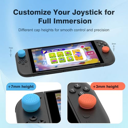 8 Pack Thumb Grips Compatible with Nintendo Switch 2 (2025), WEOTOO Thumb Grip Caps for Switch 2, Enhanced Gaming Grip Set, Joycon Grip Button Stick Cover, Improve Control and Guard Joystick Wear - color: Blue, Orange and Black