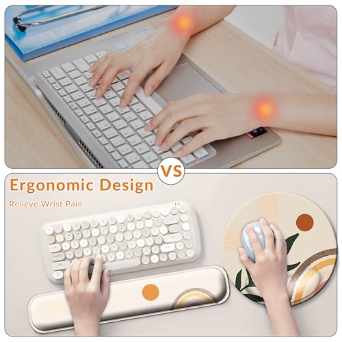 Desk Mat Set Keyboard and Mouse Pad with Wrist Rest Support | Ergonomic,Pain Relief, 4-in-1 Large Big Mousepad Computer Mats,Desk Pad Matt Mats for Desktop Home & Office - color: N_Bobo Leaves