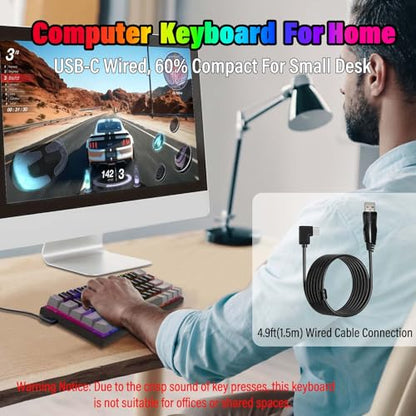 60% Compact Small Wired Portable Mechanical Keyboard,22 RGB Backlit,Blue Switch,CNC Aluminum,Hot Swappable Socket,PBT wear-Resistant keycaps,Ideal for Travel/Gaming/Typing/PC Computer/Mac/Laptop
