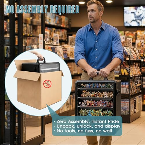 Miniature Carrying Case, Storage & Display for Warhammer Mini, Large | Aluminum Alloy Frame for Secure Transport, Clear Window with Lock, for Warhammer 40k Miniatures, Figures and Collectibles - size: Large