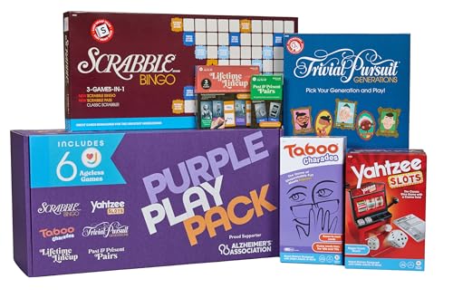 Ageless Games Purple Play Pack – Limited Edition Board Game Bundle for Seniors & Family - Alzheimer's Association Charity Games for Memory Care & Multigenerational Fun - style: Purple Play Pack