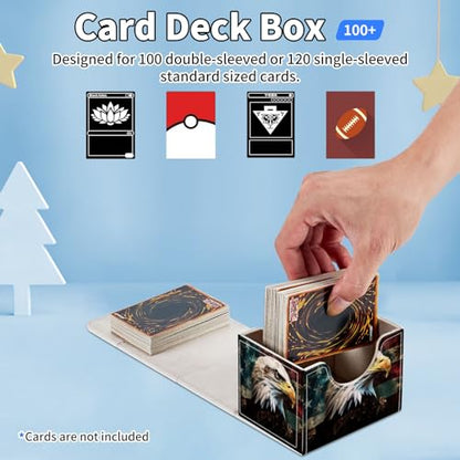 for MTG Commander Deck Box,Card Deck Box for Trading Yugioh MTG,Fits 100 Double Sleeved Cards,PU Leather Strong Magnet Case for Magic Commander TCG CCG,American Flag Eagle - color: American Flag Eagle