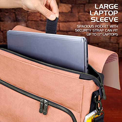 ENHANCE Collector's Edition RPG Player's Essentials DND Bag - Dragon Hide Exterior Messenger Bag Fits 2-4 Books, Binders, Dice & Accessories, with 17 inch Laptop Slot, Battlemap Straps (Dragon Pink) - color: Dragon Pink