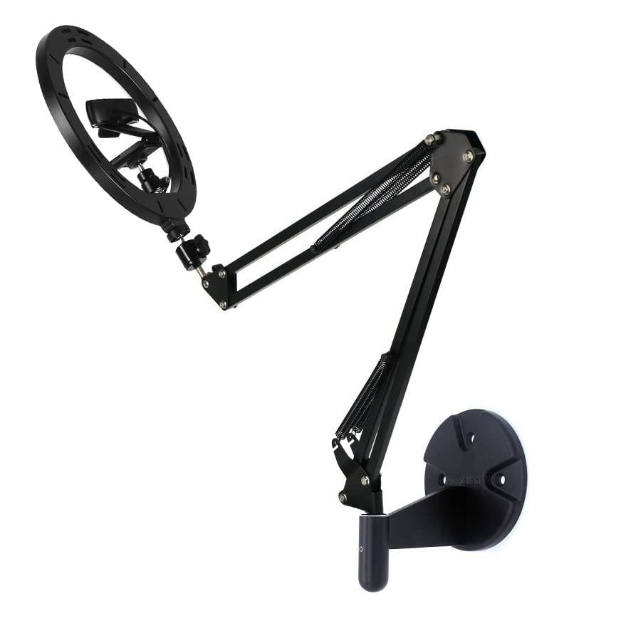 Webcam Ring Light Wall Mount, 10'' Streaming Light with Folding Arm Wall Holder Compatible with Logitech C920s StreamCam Brio C930 C922x C925e C615 webcams