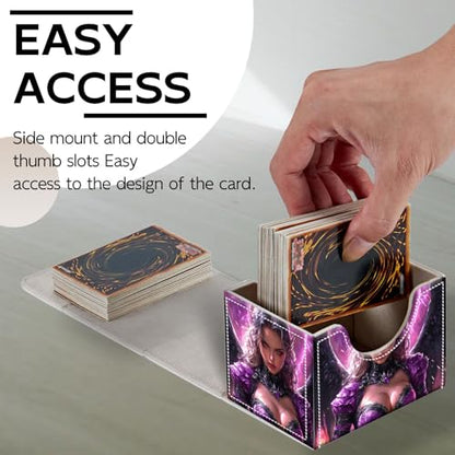 Trading Card Storage Box, Holds 100+ for MTG Cards, PU Leather with Magnetic Closure, Dark Fallen Angel Fantasy Durable Deck Box for Magic the Gathering, Trading Card Games - color: Dark Fallen Angel Fantasy