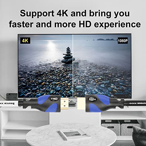 Postta HDMI 케이블(2.2m(75피트) 블루) HDMI 2.0V, 내장 신호 부스터 포함 - 4K, 3D, 1080P, 이더넷, 오디오 리턴 지원 - 1팩 - color: 블루., size: 75FT
