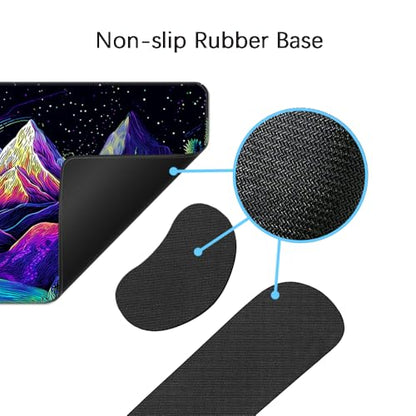 Desk Mat, Large Gaming Mouse Pad with Wrist Rest, 4 in1 XXL Mouse pad+Keyboard Wrist Rest+Mouse Pad Wrist Support+Cup Coaster Set, Ergonomic Desk Pad for Home Office, Neon Landscape - color: Neon Landscape
