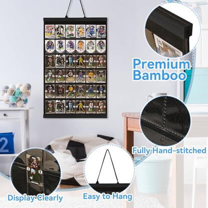 36 Cards Display Case - 35PT Graded Sports Card Frame - with PVC Protection & Clear View for Baseball Football Basketball Trading Card Wall Display, Black - color: Black
