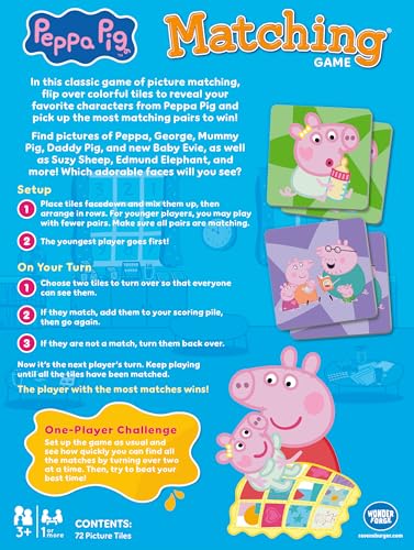 Wonder Forge Peppa Pig Matching Game - Fun and Educational Memory Game for Toddlers and Kids Ages 3-5 Featuring Beloved Peppa Pig Characters