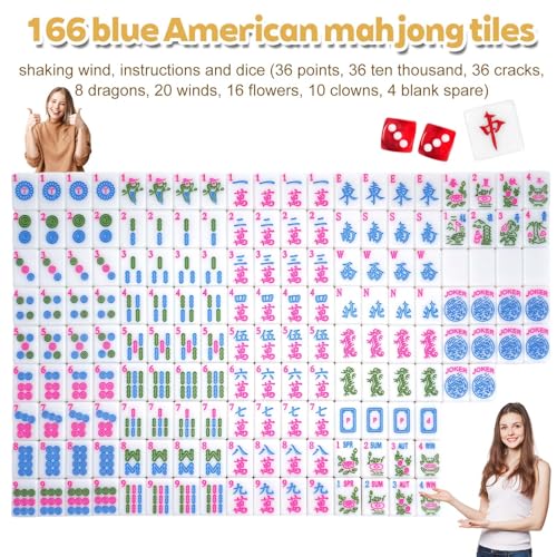 1.2-inch Premium American Mahjong Tile Set. Made of Durable and Sturdy Melamine. Perfect for Multiplayer Games, on-the-go Gaming, and Playing with Family and Friends. (White) - color: White