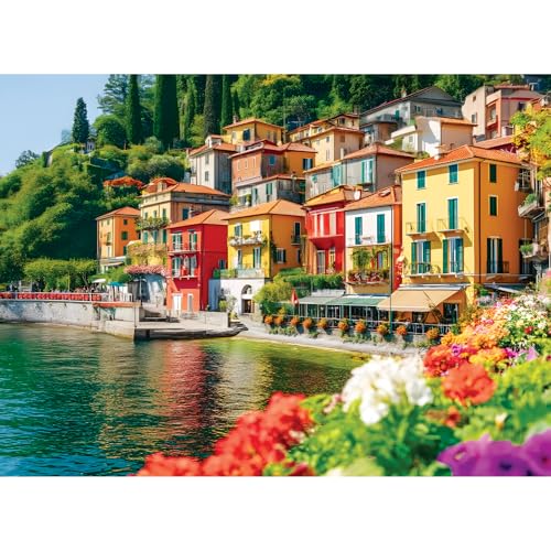 500 Piece Puzzles for Adults,Colorful Lake Como Scenery Italy Jigsaw Puzzle | Interlock Perfectly Letter on Back No Dust,Home Wall Art Decor,Challenging Perfect Birthday Party Gift for Family, 20.5x15 In - style: summer