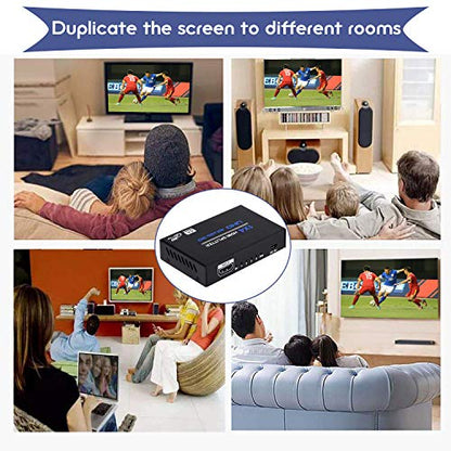 1x4 HDMI Splitter, 1 in 4 Out HDMI Splitter Audio Video Distributor Box Support 3D & 4K x 2K Compatible for HDTV, STB, DVD, PS3, Projector Etc, Duplicate/Mirror Screen Only (Not Extend)
