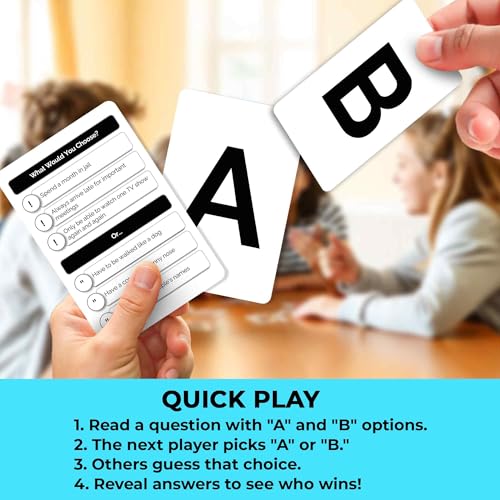 QUOKKA Board Games for Kids 8-12 – Family Games for Kids and Adults – What Would You Choose – 500+ Questions – Does Family Rather – Fun Card Game for Families and Teens - color: 2. Family Edition