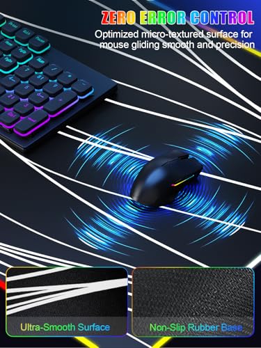 Mouse Pad with Foldable Phone Holder & Wireless Charger, XXL RGB Gaming Mousepad 31.5"x15.8" Large Desk Mat for Keyboard, Black Desk Pad with Dual Qi Charging Station | 11 Colors 5 Modes | Waterproof - color: 31.5x15.75"Phone Stand-Wave Upgraded