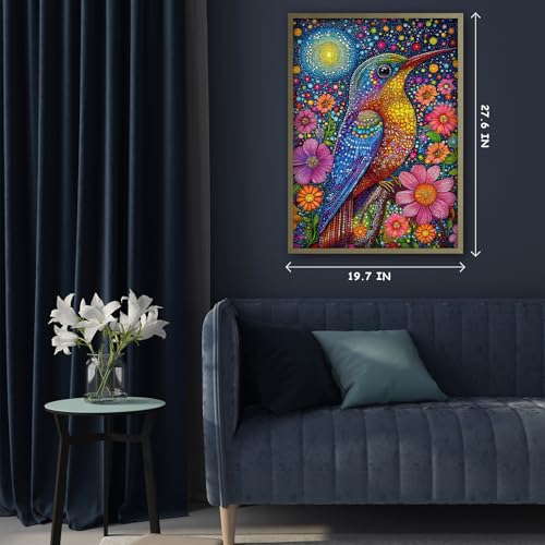 Sparkle Hummingbird Puzzles for Adults 1000 Pieces, Colorful Bird Flowers Jigsaw Puzzles, Animal Plant Nature Beautiful Garden Themed Puzzle, Difficult Hard Impossible Challenge for Adults - style: Sparkle Hummingbird