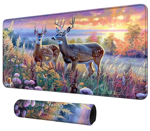 Deer at Sunset for MTG & TCG Playmat Mouse Pad,BFDHGQZC 24" x 14" Game Mat for MTG/RPG/CCG Trading Card Game Playmats Table Mat Perfect for Card Games Video Games Computer Office - color: Deer at Sunset, size: 60*35cm