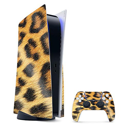 MightySkins Glossy Glitter Gaming Skin for PS5 / PlayStation 5 Bundle - Cheetah | Durable High-Gloss Glitter Finish | Easy to Apply and Change Style | Made in The USA - color: Cheetah, size: PlayStation 5 Bundle