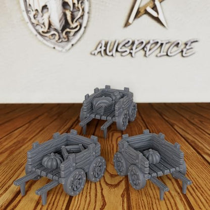 AUSPDICE Merchant Cart Tabletop Unpainted Miniature, 28mm DND Terrain AS734 | Fantasy Role Playing Scenery for Dungeons and Dragons, TTRPG Games, Merchant Encounters and Medieval Market Theming