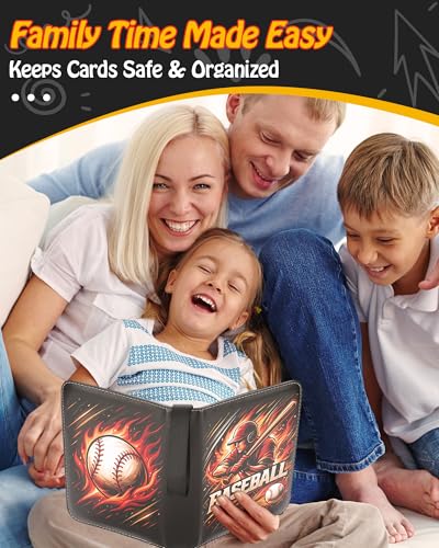 Best baseball card binder 4-Pocket holds 480 cards, 120 pages side-loading, PU leather zip waterproof cover, acid-free pages, for home storage & card shows, baseball cars binder, gift kids boys girls! - color: 4-Dark and Red