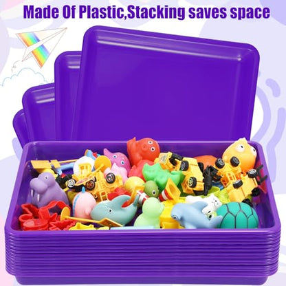 Maitys 15 Pack Plastic Art Trays 12 x 16 Inch Activity Crafts Trays Sensory Tray DIY Projects, Painting, Beads, Jewelry Office Home Organizer Arts and Crafts Supplies(Purple) - color: Purple