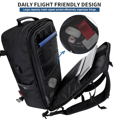 WITZMAN Travel Backpack for Men Women Laptop Backpack with USB Charging Port Carry-on Luggage Flight Approved(B686 Black) | Nylon Laptop Backpack Multi-pocket Fits 17 Inch, TSA Friendly Flight Approved, For Business Trip, Vacation, B686 Black - color: Bla