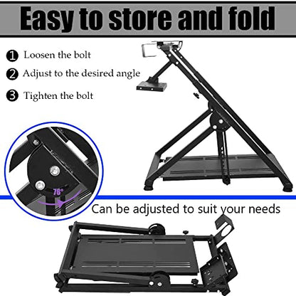 Supllueer Foldable Steering Wheel Stand Fit for Logitech G923 G25 G27 G29 G920, for Thrustmaster T248 T300RS T300 T500, for Fanatec X Shape Sim Racing Stand Racing Simulator, No Shifter Handbrake Wheel Pedal
