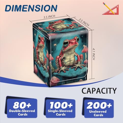 Card Deck Box for MTG Commander Trading Cards with Magnetic Closure,Premium Card Storage Box Case Cover for MTG TCG CCG Magic Cards,Frog Mushroom Weed