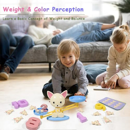 Puppy Balance Counting Toys, Cool Math Learning Games for Boys and Girls, Educational Number Toy Preschool Puppy Balance Counting Toy, Fun Children's Gift STEM Math Games Toys for Kids Age 3+(63 PCS) - style: Puppy