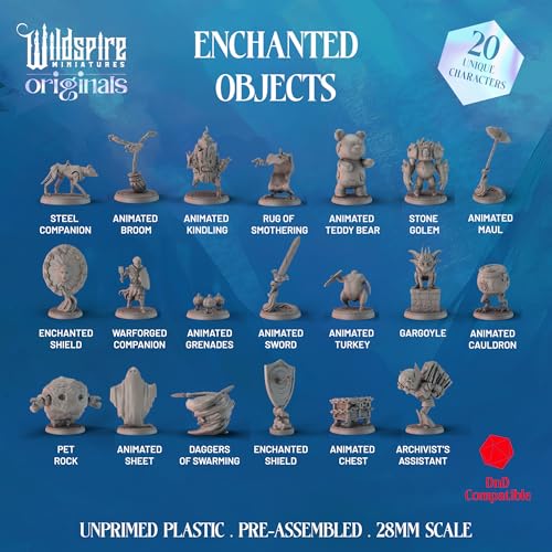 Wildspire 20 Enchanted Objects - Animated Objects for DND Miniatures 28-32mm Dungeons & Dragons Minis Bulk D&D Figures DND Minis Bulk Fantasy Spell Effects Tabletop Fantasy Game Miniature Accessories