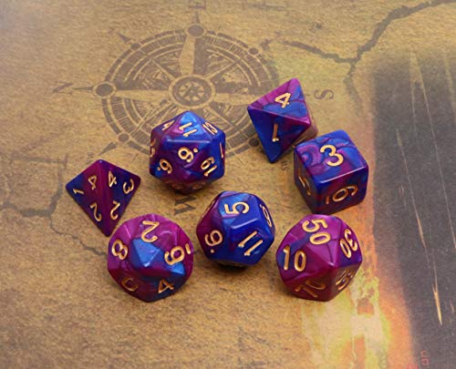 7Pcs Blue Purple DND Dice Set RPG Polyhedral Dice for Dungeon and Dragons MTG D&D D20 D12 D10 D8 D6 D4 - color: Blue & Purple Dice