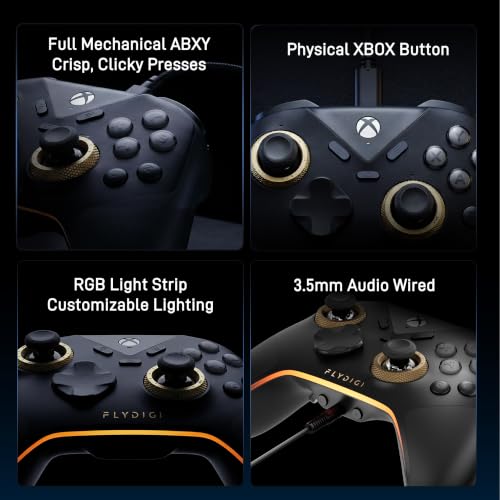 FLYDIGI VADER 5S Wired Controller for XBOX Series X|S, XBOX One, Windows | FORCEFLEX Adjustable Tension Structure, Hall Effect NO DRIFT, FORCESWITCH Triggers, 6 Remappable Buttons, 3.5mm Audio Jack