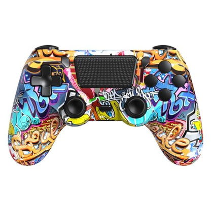 TIANHOO Wireless Controller Compatible with PS4/Pro/Slim, with Vibration Feedback, Motion Sensing, Touchpad, Light Bar, Share, 3.5mm Headphone Jack - color: Graffiti
