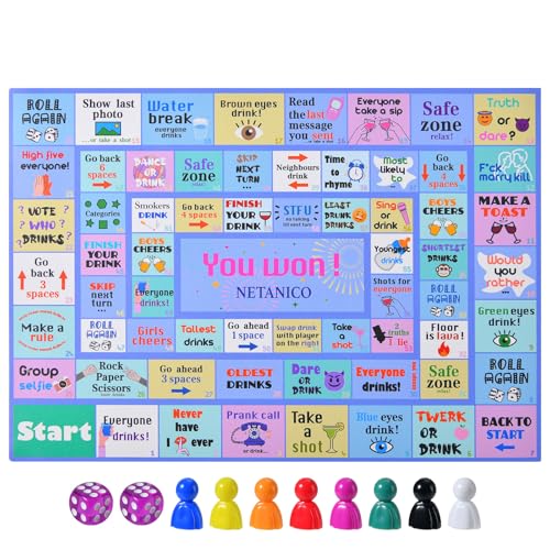 Drinking Games,Leather Mat Drinking Board Game for Adults,Interactive Girls Night Drinking Games,Bachelorette Party Games,Age 21+,2-8 Players - color: Sky Blue