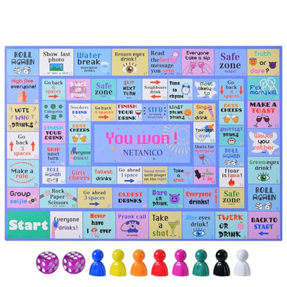 Drinking Games,Leather Mat Drinking Board Game for Adults,Interactive Girls Night Drinking Games,Bachelorette Party Games,Age 21+,2-8 Players - color: Sky Blue