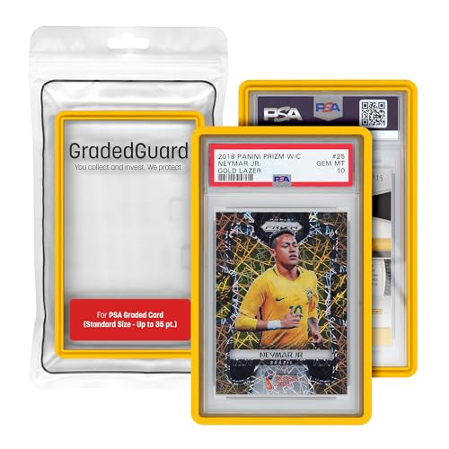 GradedGuard PSA Card Slab Protector Case, Standard PSA Size, Impact Resistant TPU Holder, Drop & Scratch Proof Frame for Graded Sports TCG Collectible Trading Cards. (Yellow) - color: Yellow