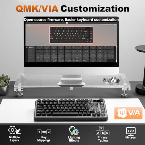 YUNZII B75 PRO MAX QMK/VIA Wireless Mechanical Keyboard | 75% Layout with Screen and Knob, Custom Hot Swap, Gasket, Creamy Switches, for Win/Mac (Black, Cocoa Cream V2 Switch) - color: Black, size: Cocoa Cream V2 Switch