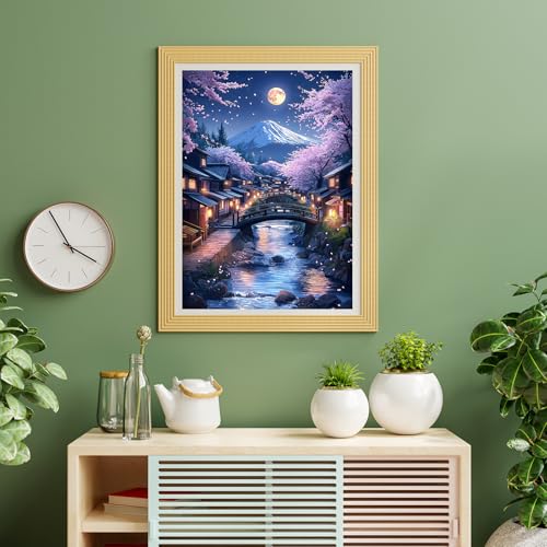 Puzzles for Adults 500 Pieces, Cherry Blossom Jigsaw Puzzles - Cherry Blossom Village, Impossible Unique Puzzle for Seniors Family, 20.47 x 14.96 inches, 1:1 Poster, Letter on The Back - style: Cherry