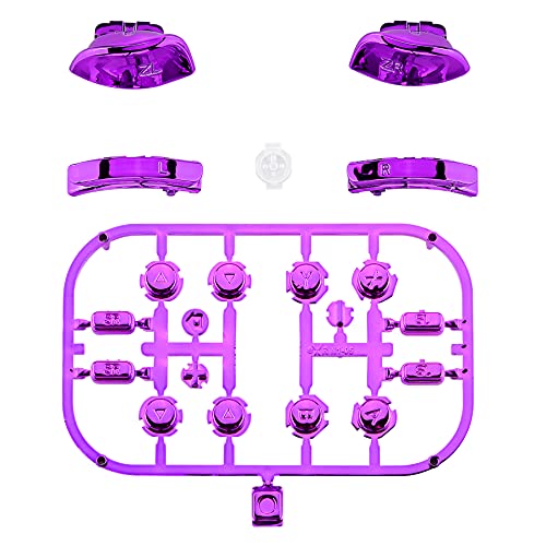 eXtremeRate DIY Full Set Buttons for Nintendo Switch & Switch OLED, Chrome Purple Glossy Replacement Buttons for JoyCon, ABXY Direction Keys SR SL L R ZR ZL + - Home Capture Trigger Buttons Springs - color: Chrome Purple