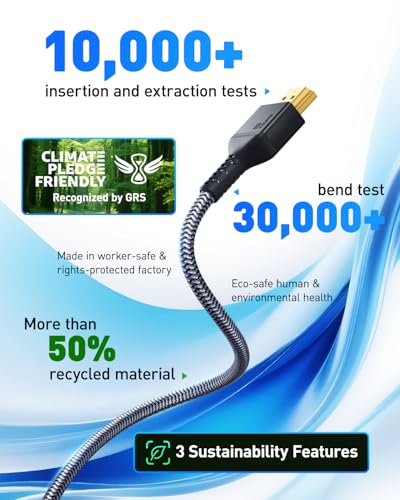 Maxonar 8K HDMI Cable PS5 3FT (Certified) Ultra High Speed HDMI® Cable 48Gbps 8K60 4K120 144Hz RTX 3090 eARC HDR HDCP 2.2&2.3 Compatible with PlayStation 5, Xbox Series X, Roku/Fire/Sony/LG TV - color: Grey, size: 3 ft