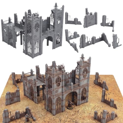 Gothic Sector Terrain Set: 28mm Scale Buildings & Scatter Terrain for 2000-Point Competitive 40k Games (Tall Church) - style: Tall Church