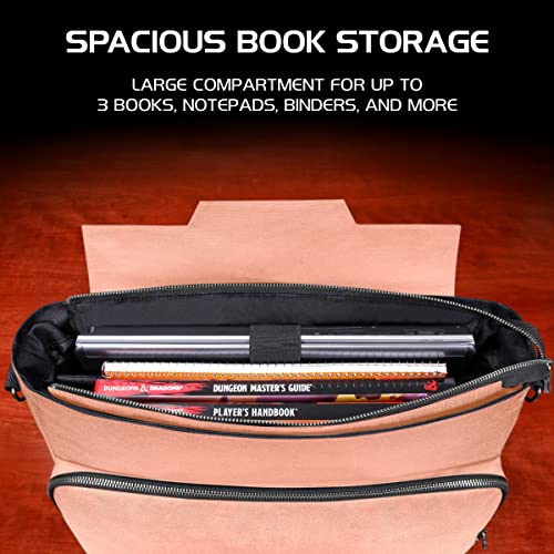 ENHANCE Collector's Edition RPG Player's Essentials DND Bag - Dragon Hide Exterior Messenger Bag Fits 2-4 Books, Binders, Dice & Accessories, with 17 inch Laptop Slot, Battlemap Straps (Dragon Pink) - color: Dragon Pink