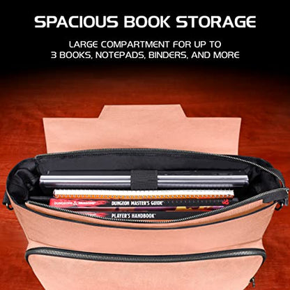 ENHANCE Collector's Edition RPG Player's Essentials DND Bag - Dragon Hide Exterior Messenger Bag Fits 2-4 Books, Binders, Dice & Accessories, with 17 inch Laptop Slot, Battlemap Straps (Dragon Pink) - color: Dragon Pink