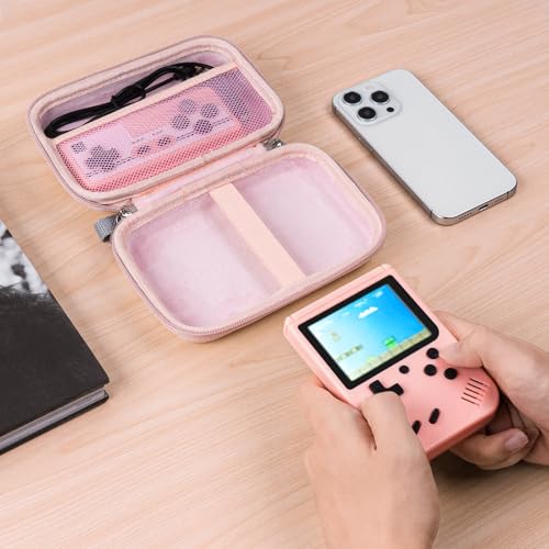 TOCCOOL Handheld Game Console Carrying Case, Protective Travel Retro Mini Game Console Box for Charging Cable, Earphones, Batteries and Accessories (Pink) - color: Pink