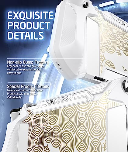 Mumba Dockable Case for Nintendo Switch OLED 2021, [Blade Series] TPU Grip Protective Cover Accessories Compatible with Nintendo Switch OLED 7 Inch and Joy-Con Controller (White/Gold) - color: White/Gold
