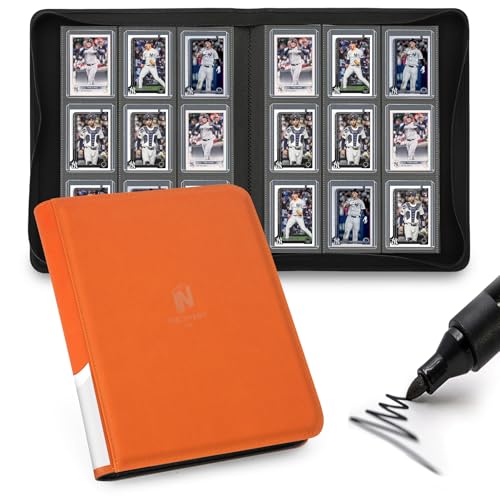Toploader Binder,9 Pocket with 324 Card Slots for 3" x 4" Rigid Cards,PU Card Album for Trading Cards & Sports Cards(Orange) - color: Orange, size: 9 Pocket